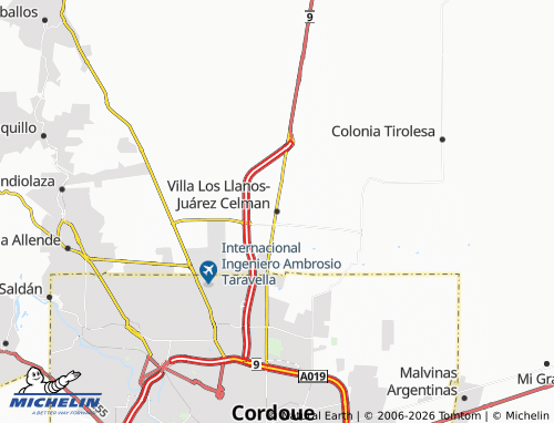 MICHELIN Villa Los Llanos-Juárez Celman map - ViaMichelin