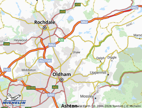 MICHELIN Shaw and Crompton map - ViaMichelin