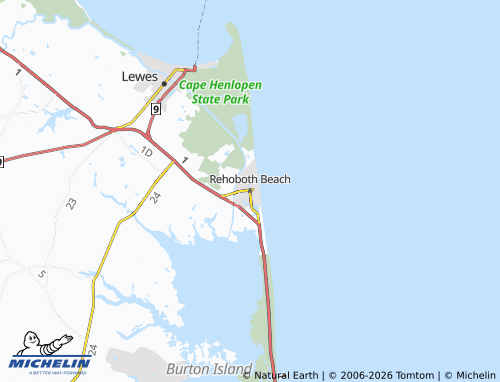 Carte MICHELIN Rehoboth Beach - ViaMichelin