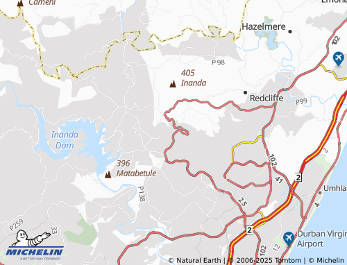 Kaart MICHELIN Amatikwe Area 10 - ViaMichelin