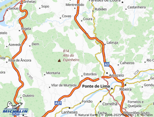 MICHELIN Mãos map - ViaMichelin