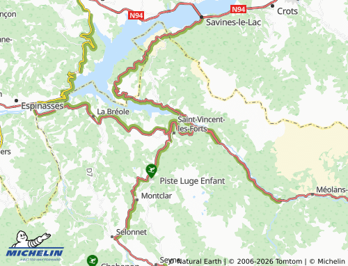 MICHELIN Saint-Vincent-les-Forts map - ViaMichelin