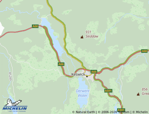 MICHELIN Underskiddaw map - ViaMichelin