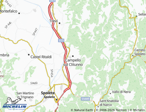 Carte MICHELIN Campello sul Clitunno - ViaMichelin