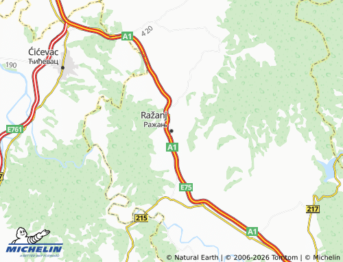 Mapa MICHELIN Ražanj - ViaMichelin