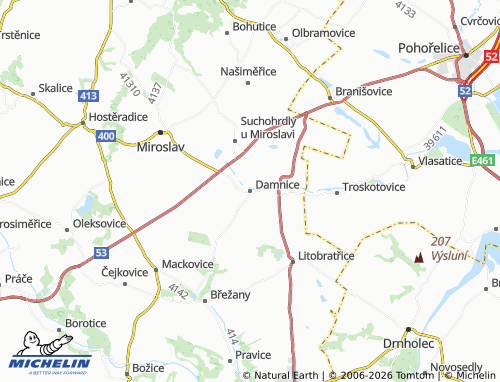 Kaart MICHELIN Damnice - ViaMichelin