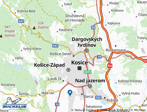 MICHELIN Košice-Sever map - ViaMichelin