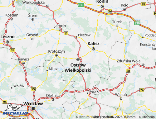 MICHELIN Ostrowski map - ViaMichelin
