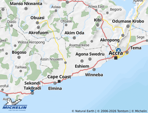MICHELIN Asikuma-Odoben-Brakwa map - ViaMichelin