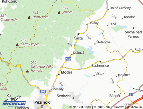 MICHELIN Dubová map - ViaMichelin