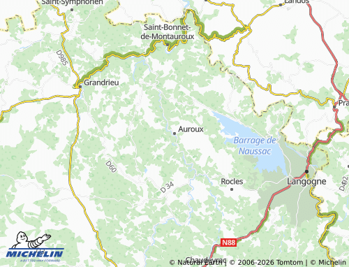 Mapa MICHELIN Auroux - ViaMichelin