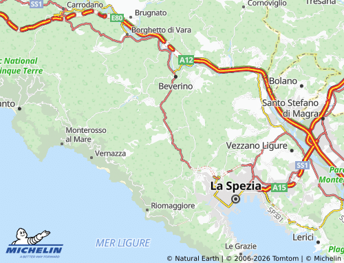 Mappa MICHELIN Riccò del Golfo di Spezia - ViaMichelin