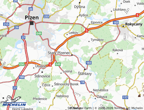 Mapa MICHELIN Starý Plzenec - ViaMichelin