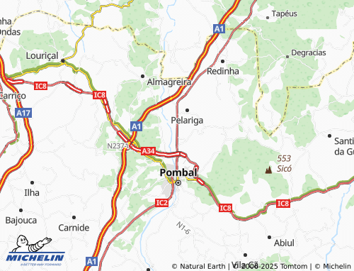 Mapa MICHELIN Fontinha de Pelariga - ViaMichelin