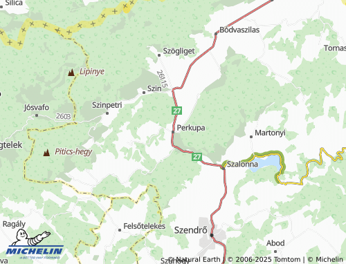 MICHELIN Perkupa map - ViaMichelin