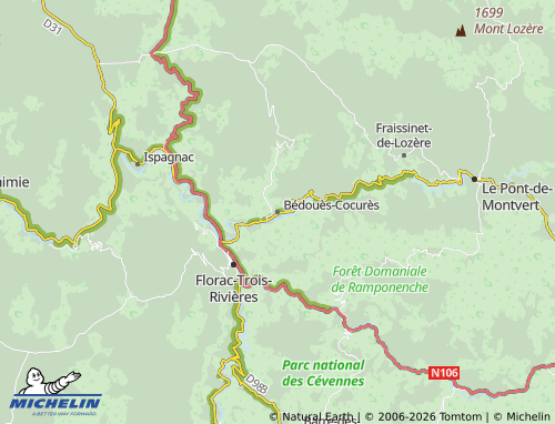 Mappa MICHELIN Bédouès-Cocurès - ViaMichelin