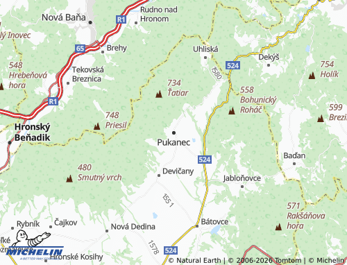 MICHELIN Pukanec map - ViaMichelin
