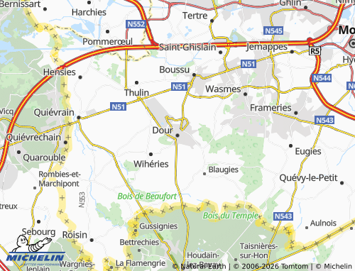 MICHELIN Dour map - ViaMichelin