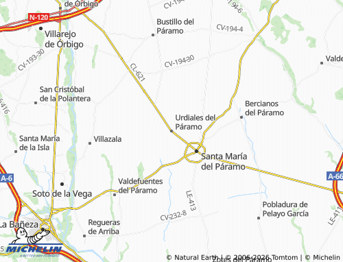 MICHELIN-Landkarte Urdiales del Páramo - ViaMichelin