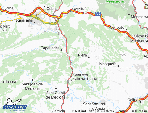 Carte MICHELIN Vallbona d'Anoia - ViaMichelin