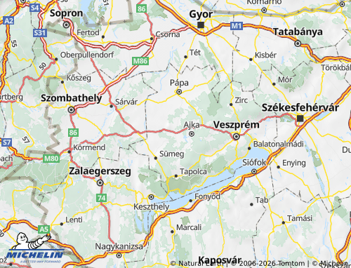 Carte MICHELIN Devecseri járás - ViaMichelin