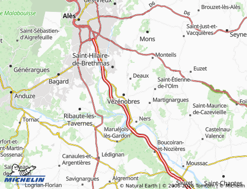 Mappa MICHELIN Vézénobres - ViaMichelin