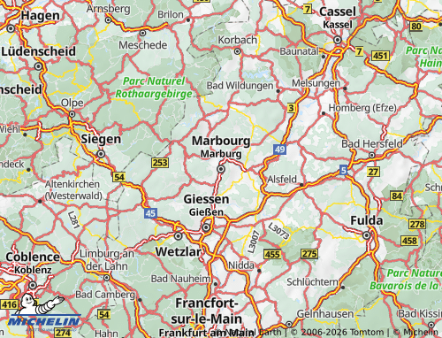 MICHELIN Marburg-Biedenkopf map - ViaMichelin