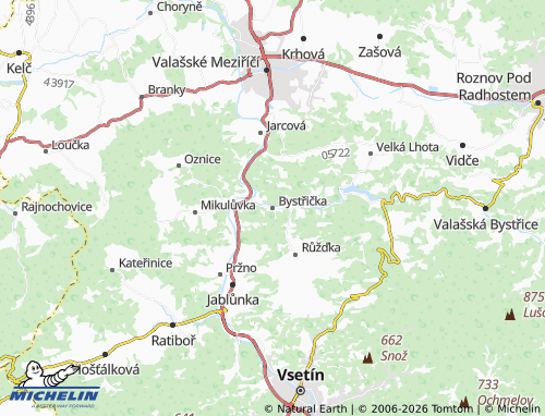 MICHELIN Bystřička map - ViaMichelin