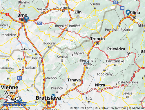 Carte MICHELIN Myjava - ViaMichelin