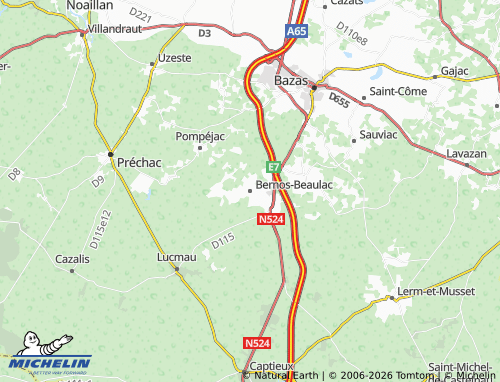 Carte MICHELIN Bernos-Beaulac - ViaMichelin