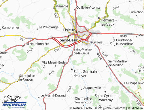 Carte MICHELIN Saint-Martin-de-la-Lieue - ViaMichelin