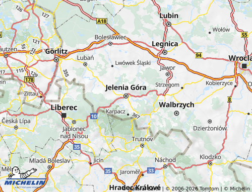 MICHELIN Jeleniogórski map - ViaMichelin