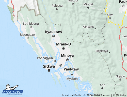 Kaart MICHELIN Mrauk-U District - ViaMichelin