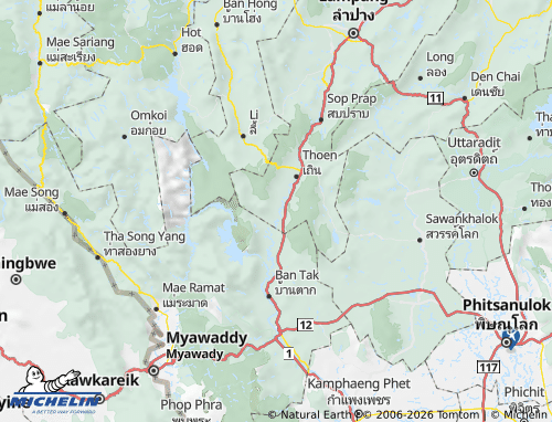 MICHELIN Amphoe Mae Phrik map - ViaMichelin