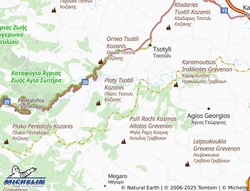 MICHELIN Rodochori map - ViaMichelin