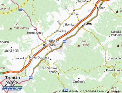 Kaart MICHELIN Dubnica nad Váhom - ViaMichelin