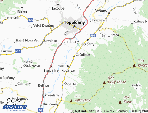 MICHELIN Čeľadince map - ViaMichelin