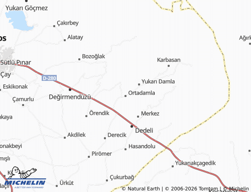 MICHELIN Ortadamla map - ViaMichelin