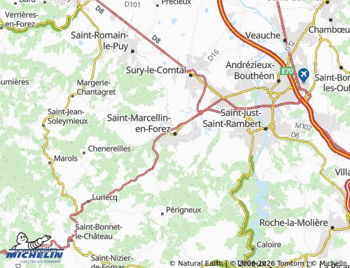 Carte MICHELIN Saint-Marcellin-en-Forez - ViaMichelin