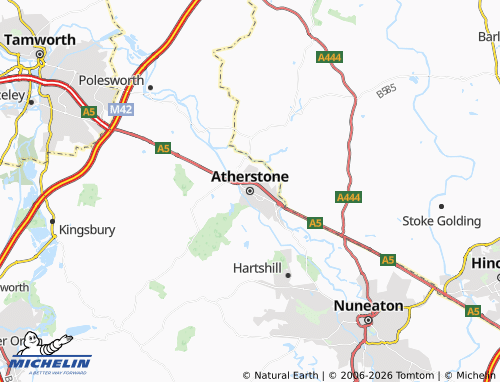 Carte MICHELIN Atherstone - ViaMichelin