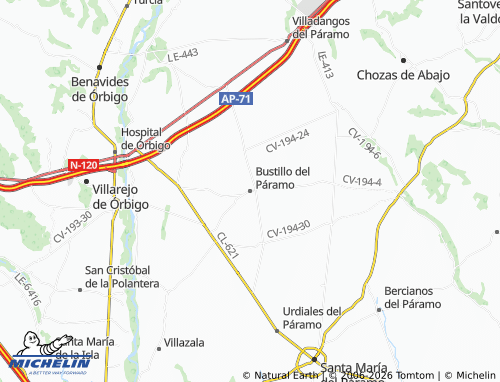 Carte MICHELIN Bustillo del Páramo - ViaMichelin