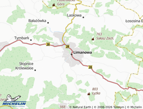 MICHELIN Limanowa map - ViaMichelin