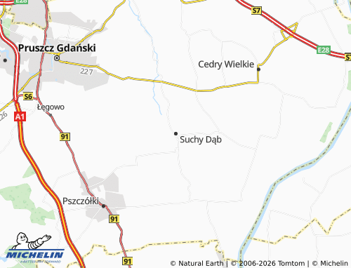 MICHELIN Suchy Dąb map - ViaMichelin