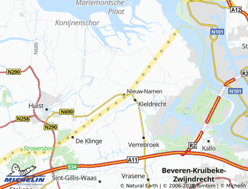 MICHELIN Nieuw-Namen map - ViaMichelin