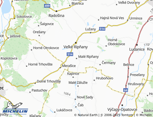 MICHELIN Malé Ripňany map - ViaMichelin