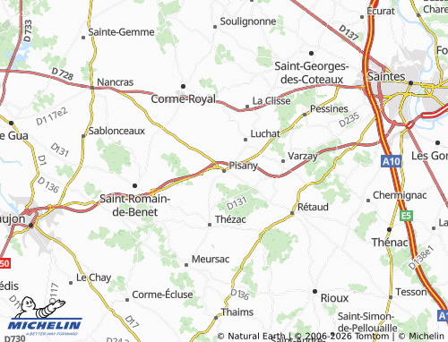 Mapa MICHELIN Pisany - ViaMichelin