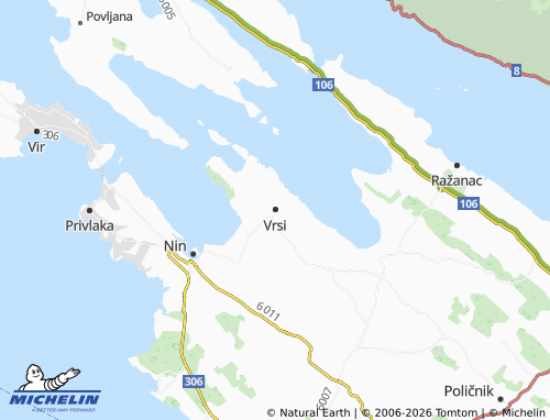 MICHELIN-Landkarte Vrsi - ViaMichelin