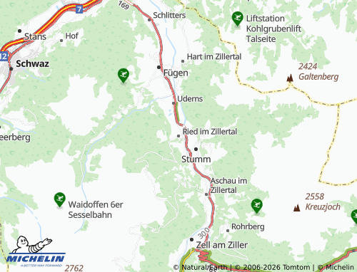 MICHELIN Ried im Zillertal map - ViaMichelin