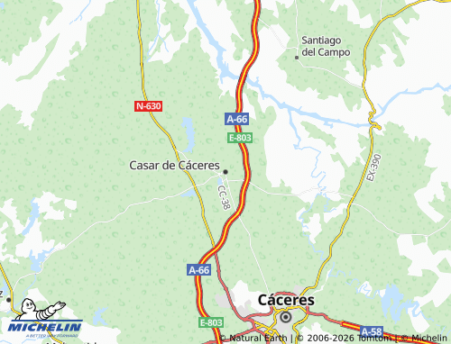 Mapa MICHELIN Casar de Cáceres - ViaMichelin