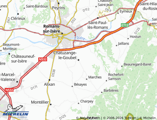 MICHELIN-Landkarte Chatuzange-le-Goubet - ViaMichelin